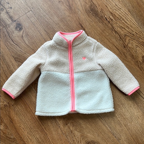 Oshkosh B’gosh- Cream and Pink Fleece Jacket - Picture 1 of 4